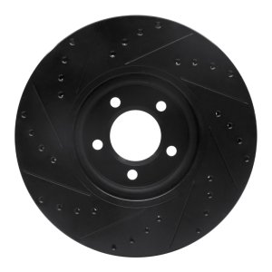 Jaguar Vanden Plas Brake Rotor (1) - Front Right - R1 Concepts - Drilled & Slotted - Black - `03-`05